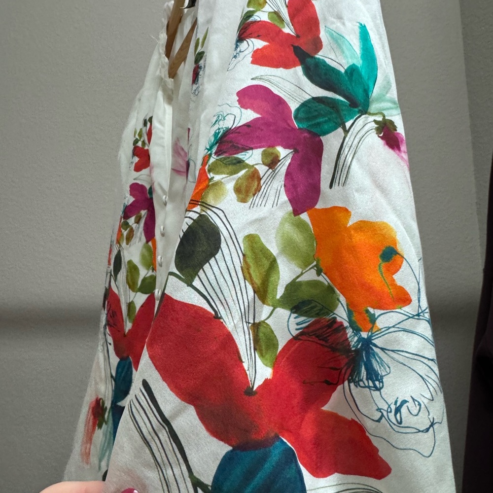 GO BY GO SILK Go Poet Society White Floral Blouse - Picture 3 of 5